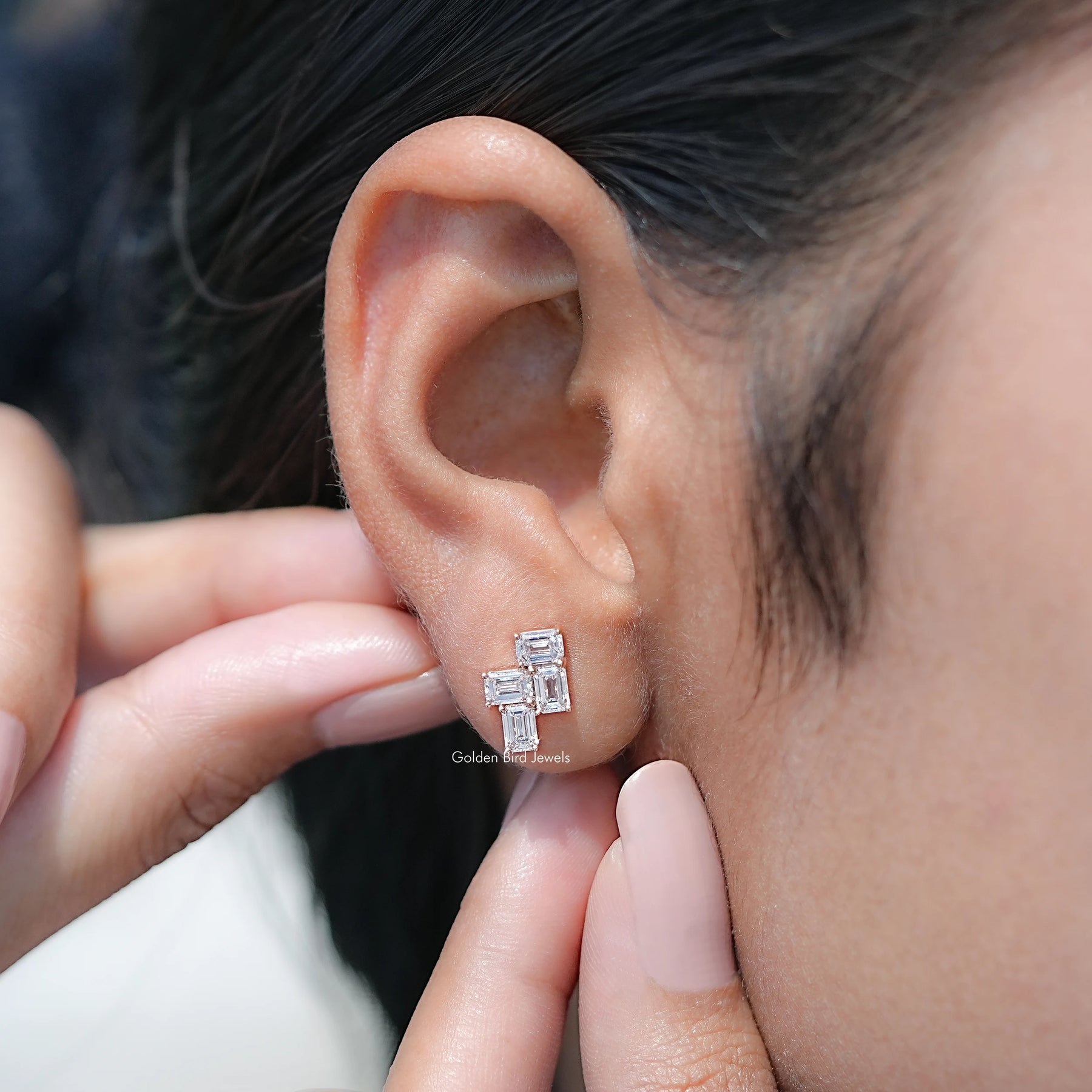 Front view of  Lab Grown Diamond Drop Earrings
