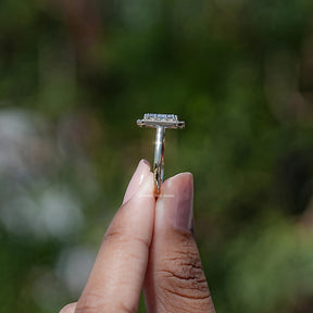 Emerald Shaped Lab Diamond Halo Ring