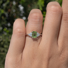 Peridot Green Emerald Gemstone Engagement Ring