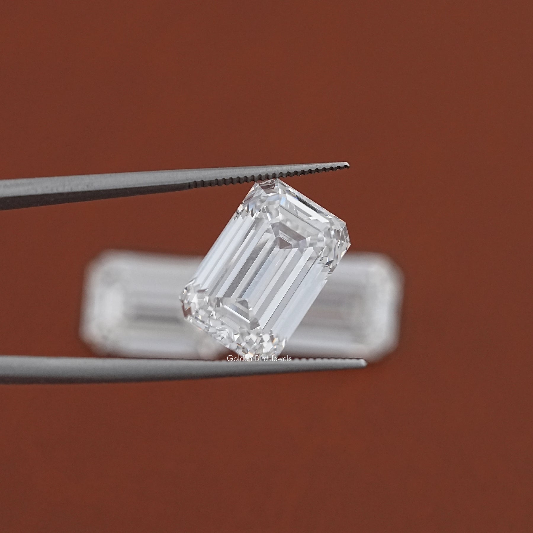 Emerald Shaped Loose Lab Diamond in white tone