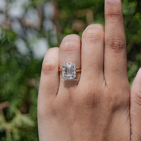 Emerald Shaped Lab Diamond Halo Ring