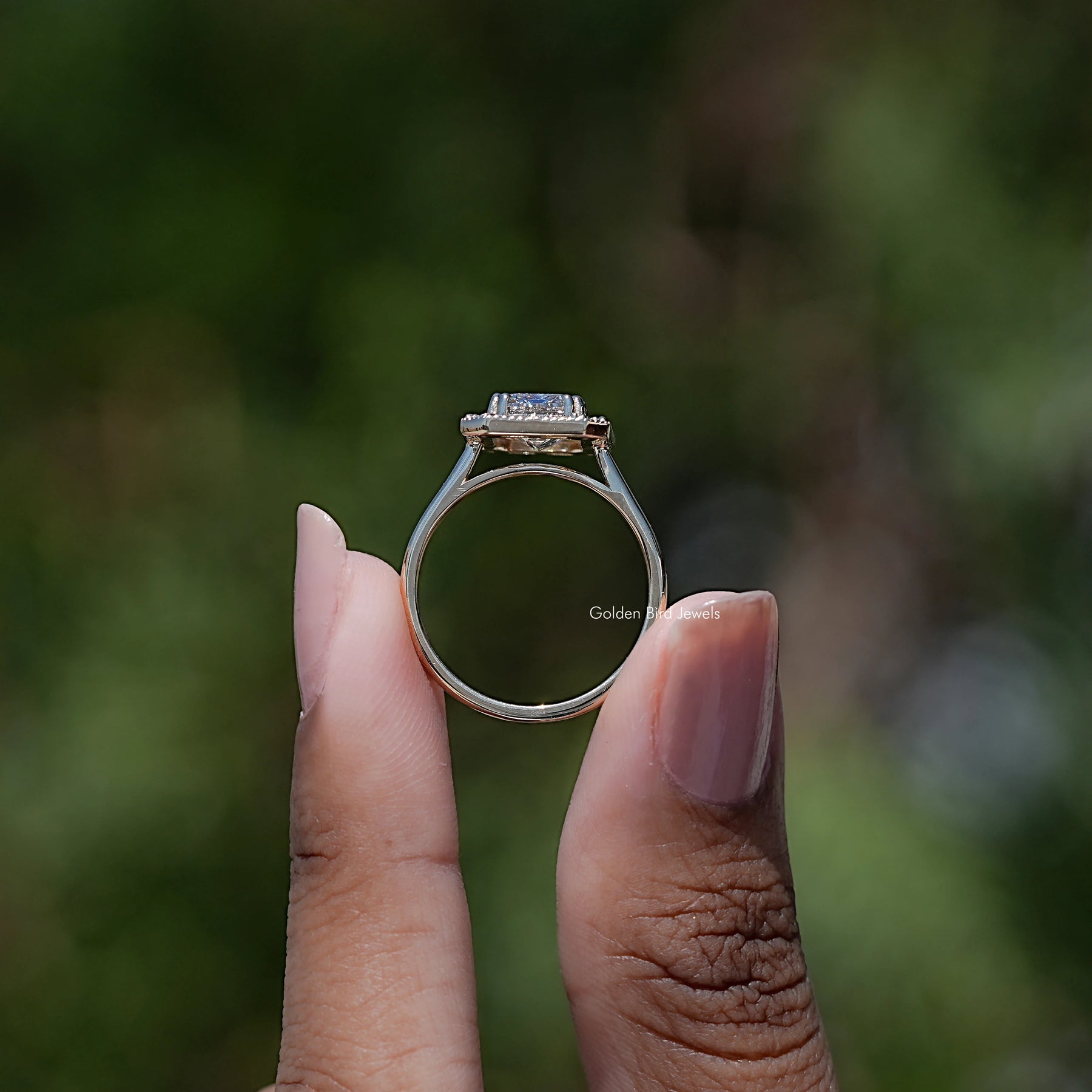 Emerald Shaped Lab Diamond Halo Ring