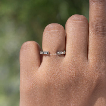 Baguette Cut Moissanite Open Gap Proposal Band