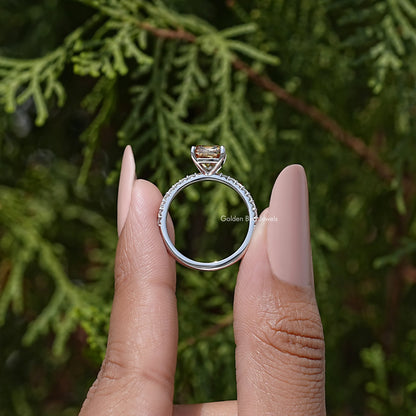 Cushion Cut Moissanite Gemstone Engagement Accent Ring