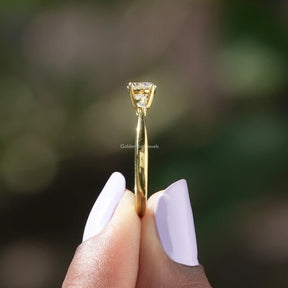 Back view of Five Stone Round Cut Lab Diamond Accent Ring in secure setting 