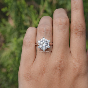 In Finger view of Round Moissanite Solitaire Ring