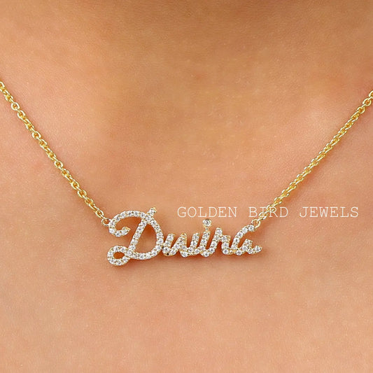 Moissanite Round Cut Personalized Name Pendant