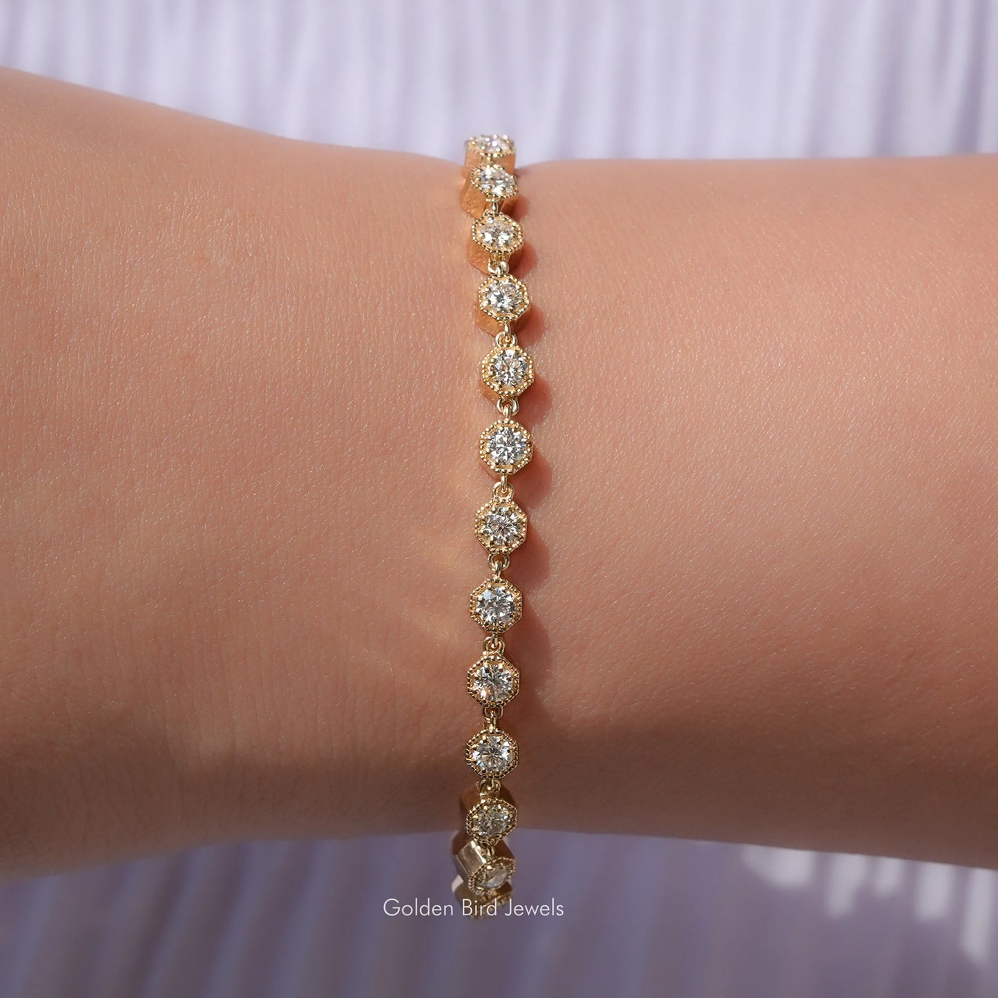 Round Cut Moissanite Gold Tennis Bracelet