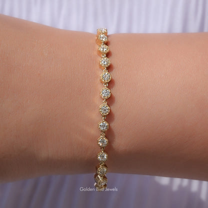Round Cut Moissanite Gold Tennis Bracelet