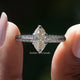 Off White Old Mine Moval Cut Moissanite Accent Ring