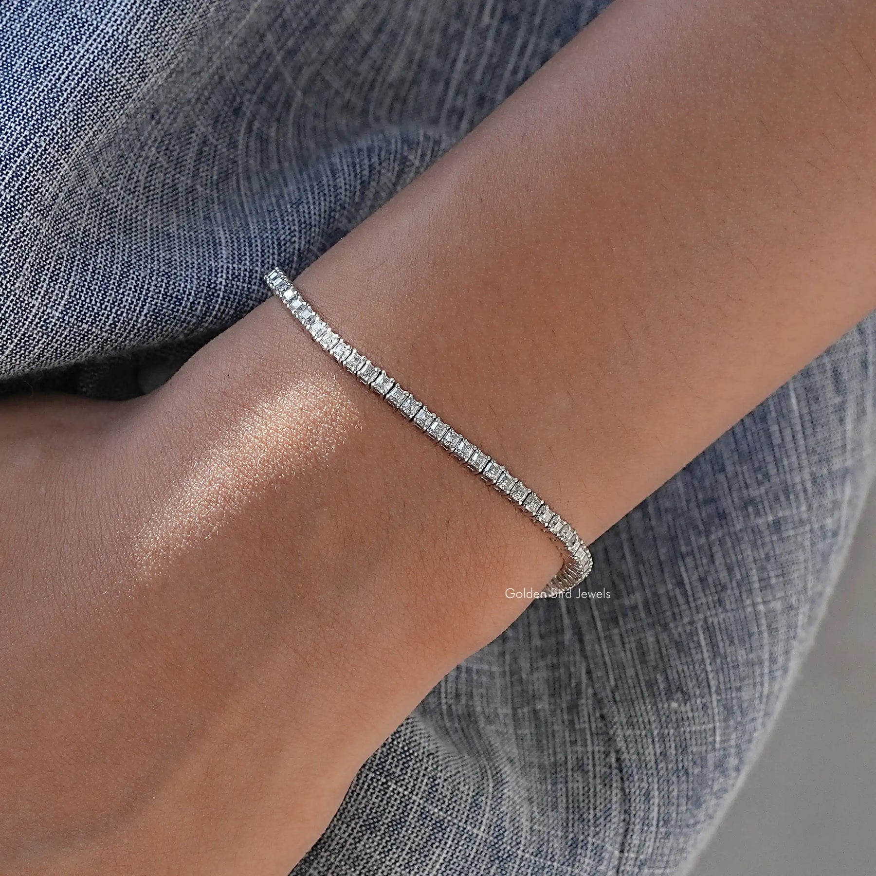 Asscher Cut Moissanite Tennis Bracelet