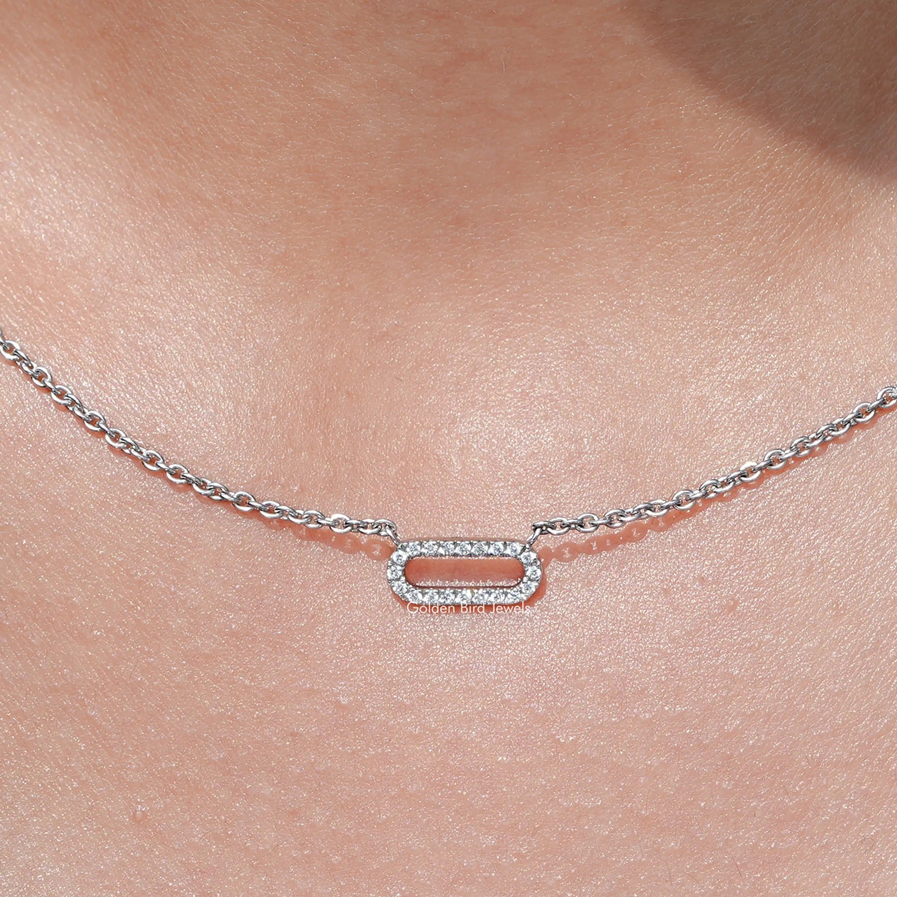 Round Cut Lab Grown Diamond Paper Clip Pendant