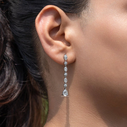 Marquise And Pear Moissanite Drop Earrings