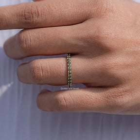 August Birthstone Peridot Green Round Eternity Band