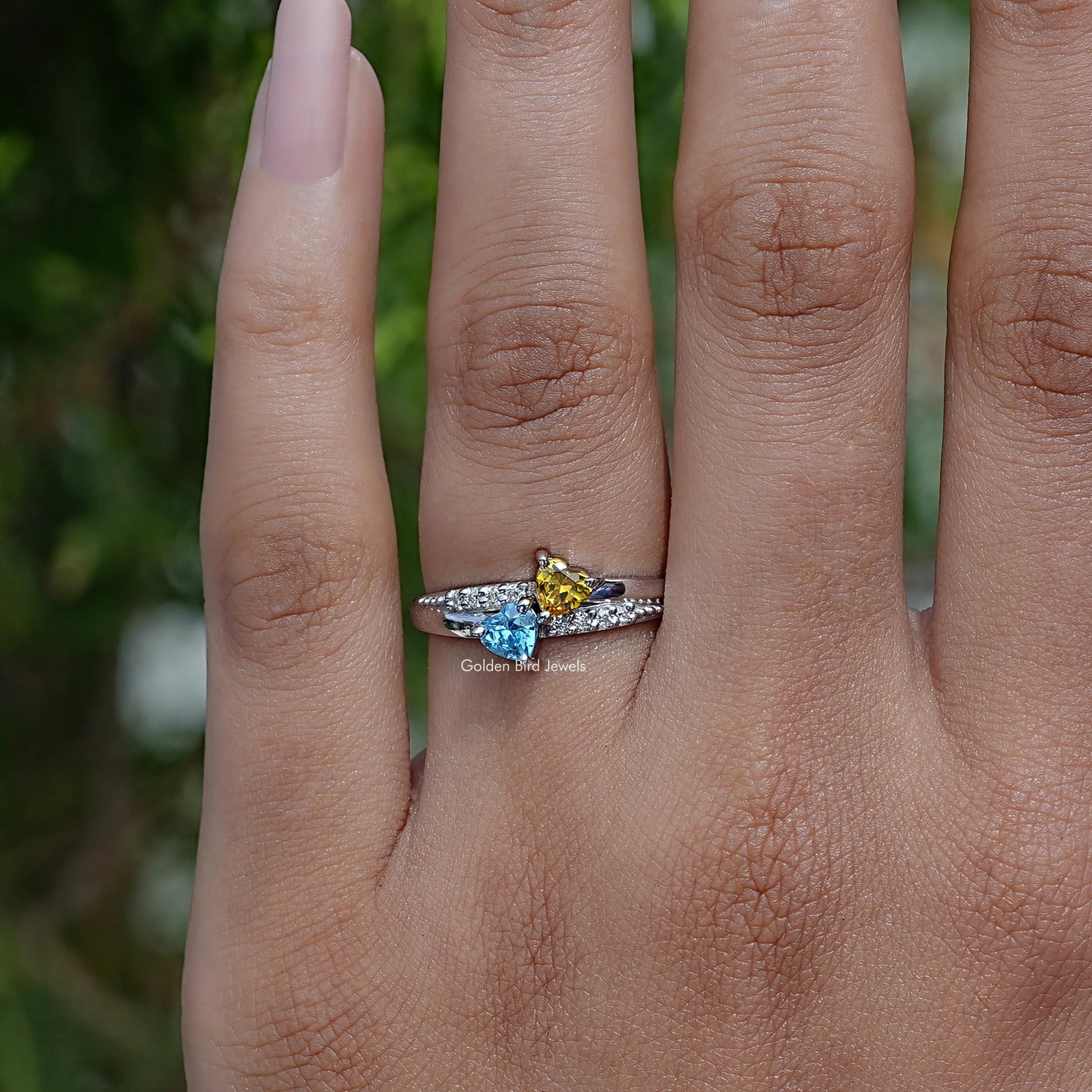 Detailed View Of Heart Shaped Toi Et Moi Accent Stone Ring