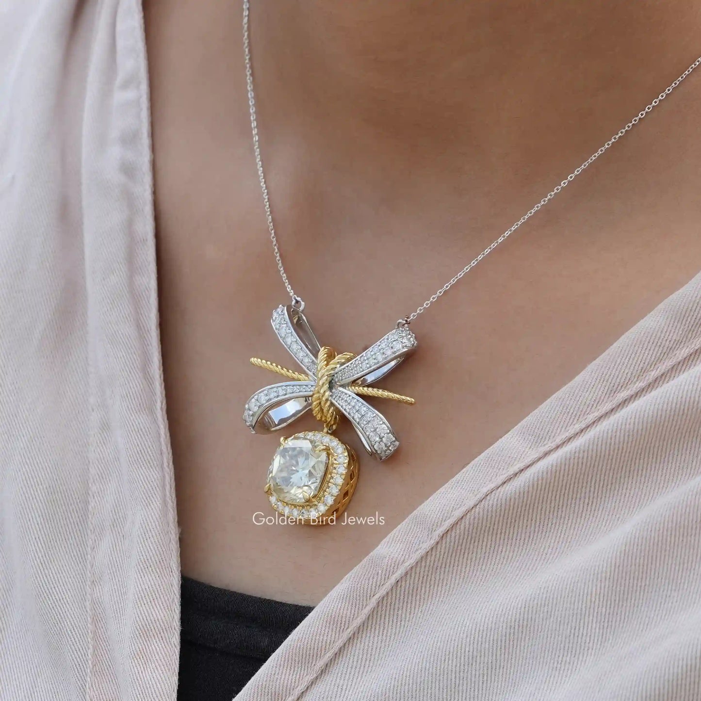 View of moissanite pendant for women