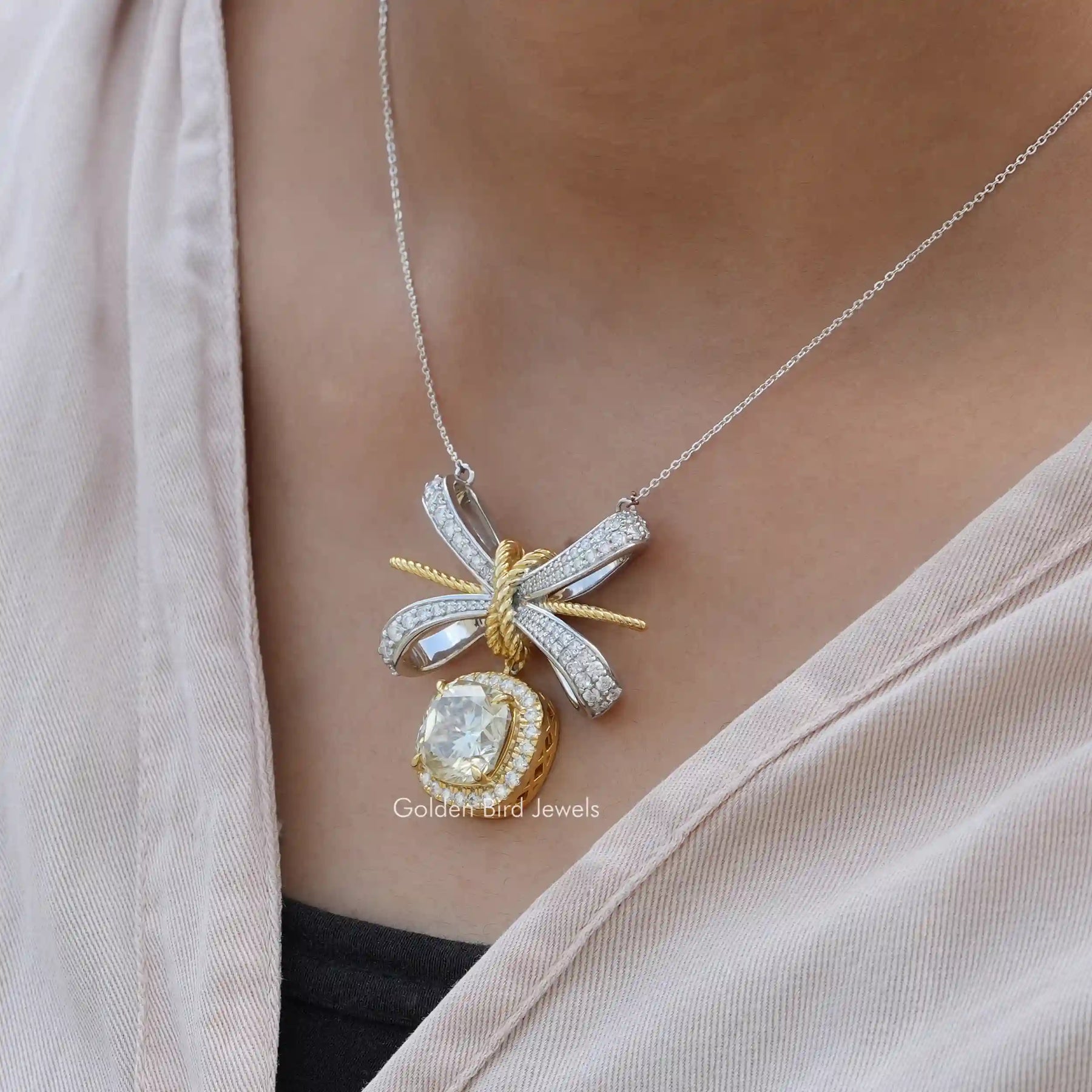 View of moissanite pendant for women