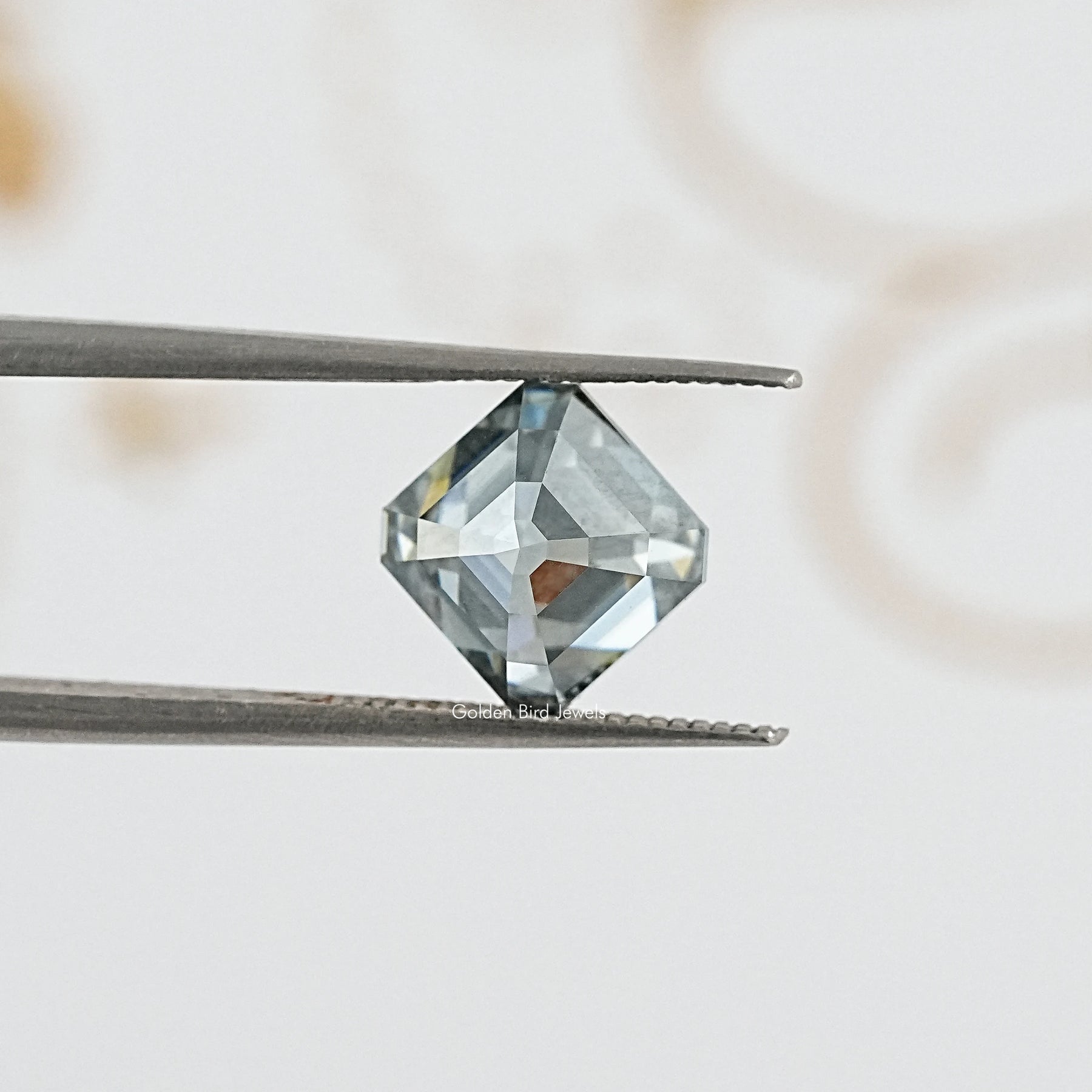 Close up View of Asscher Shape Moissanite Loose Stone Collection for Engagement Jewelry