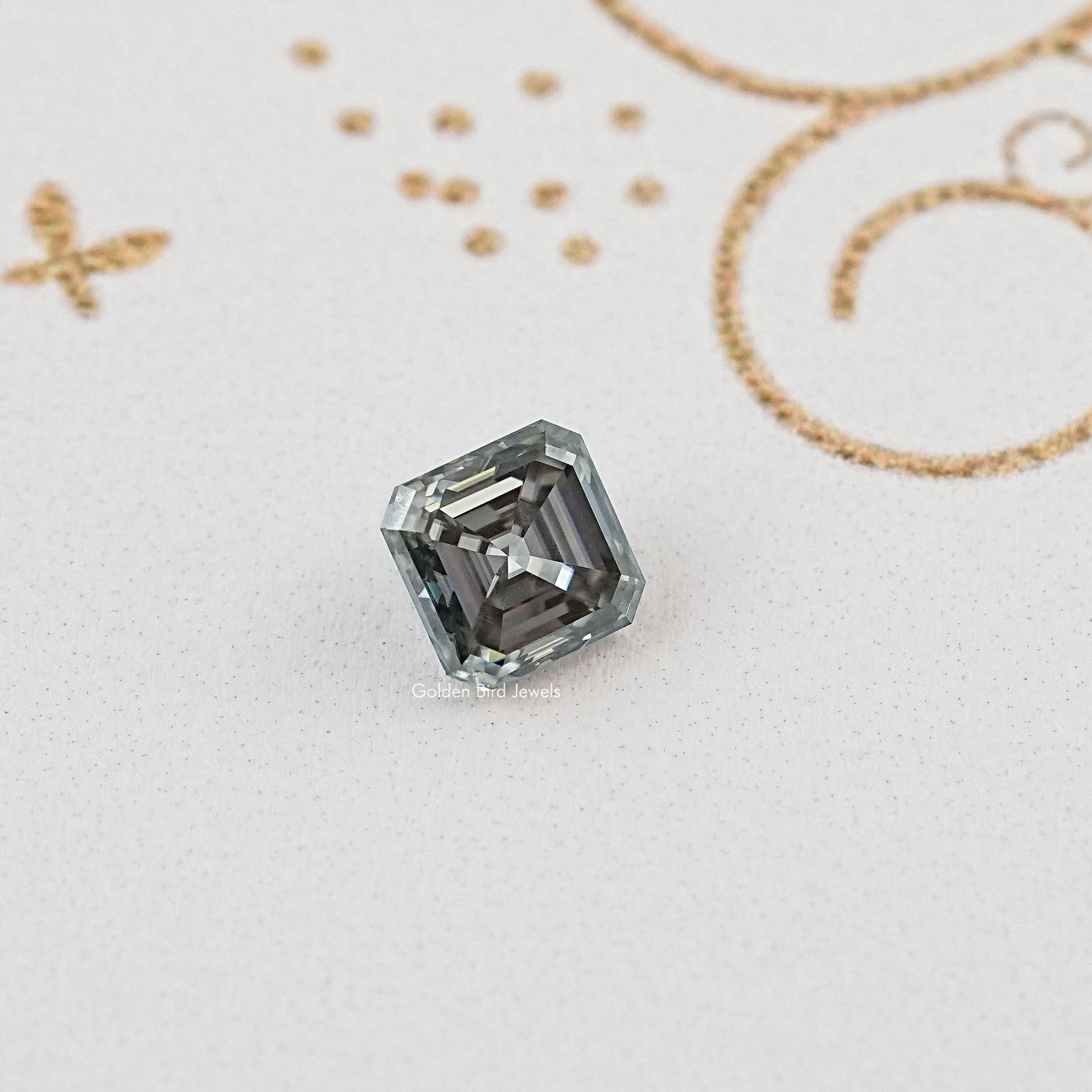 Top View of Gray Asscher Cut Moissanite for Jewelry