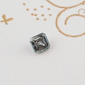 Top View of Gray Asscher Cut Moissanite Loose Gem for Jewelry
