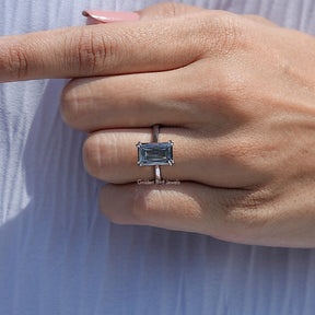 Gray Criss Cut Moissanite Solitaire Ring