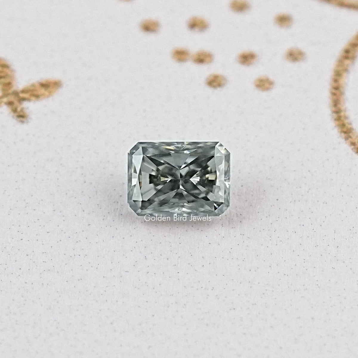 Front View Of Gray Radiant Moissanite Loose Stone