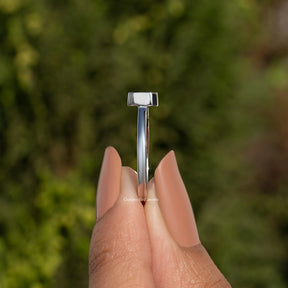 Gray Radiant Cut Moissanite Solitaire Ring