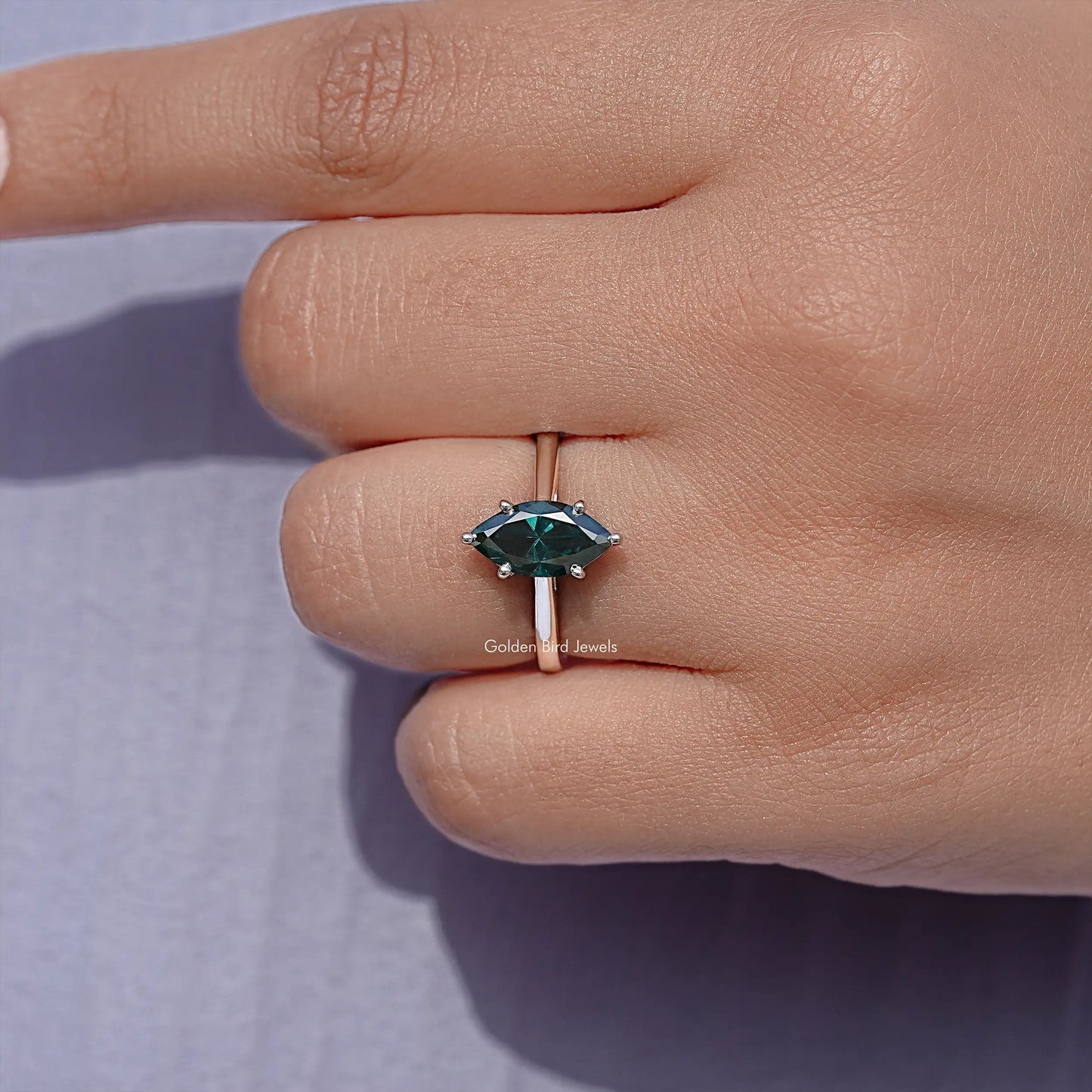 Marquise Moissanite Gemstone Solitaire Wedding Ring