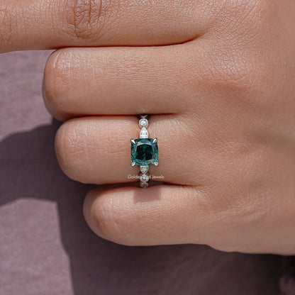 Cushion Moissanite Gemstone Engagement Ring