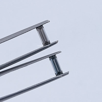 Front View Of Grey Baguette Cut Loose Moissanite Pair  	