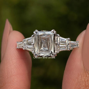 Grey Criss Cut Moissanite Bridge Accent Set Ring