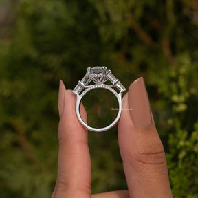 Grey Criss Cut Moissanite Bridge Accent Set Ring