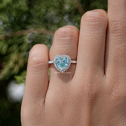 Heart Cut Blue Gemstone Accent Wedding Ring