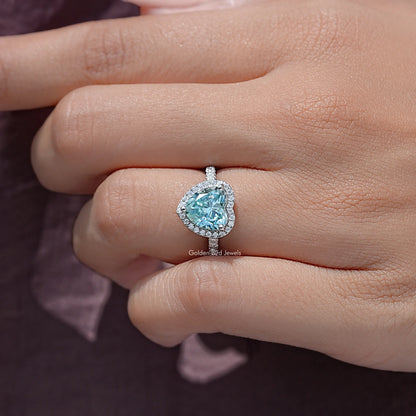 Heart Cut Blue Gemstone Accent Wedding Ring