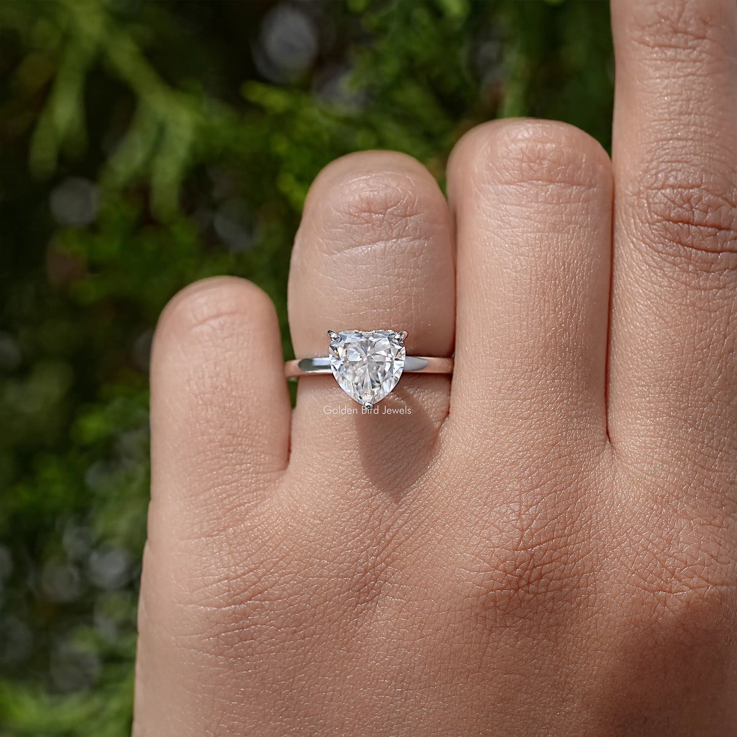Heart Cut Moissanite Gemstone Hidden Halo Wedding Ring