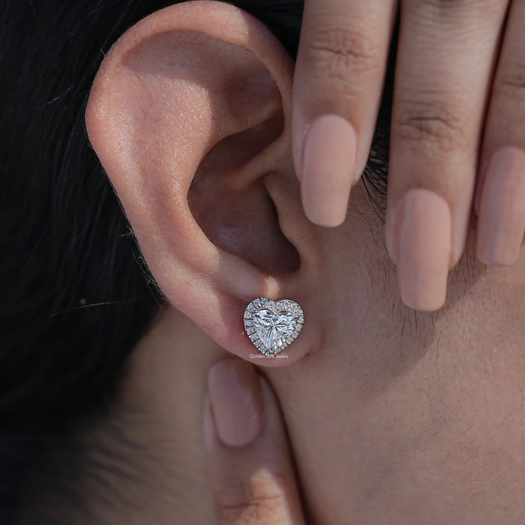 Close view of Diamond Emerald Cut Studs