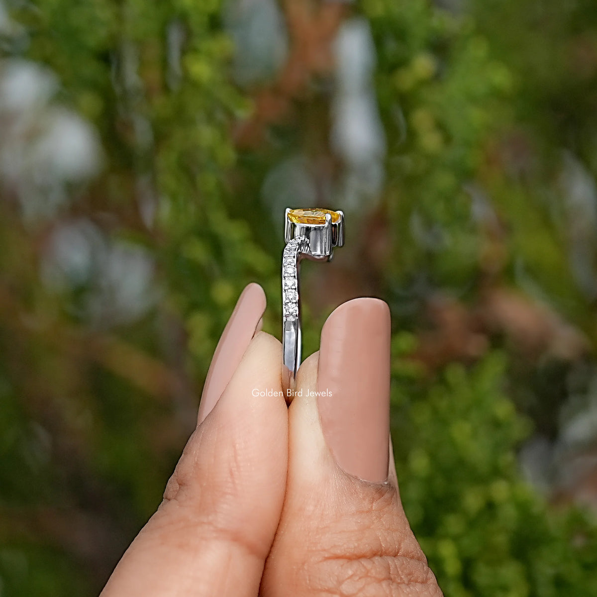 Yellow And Pink Heart Gemstone Toi Et Moi Ring