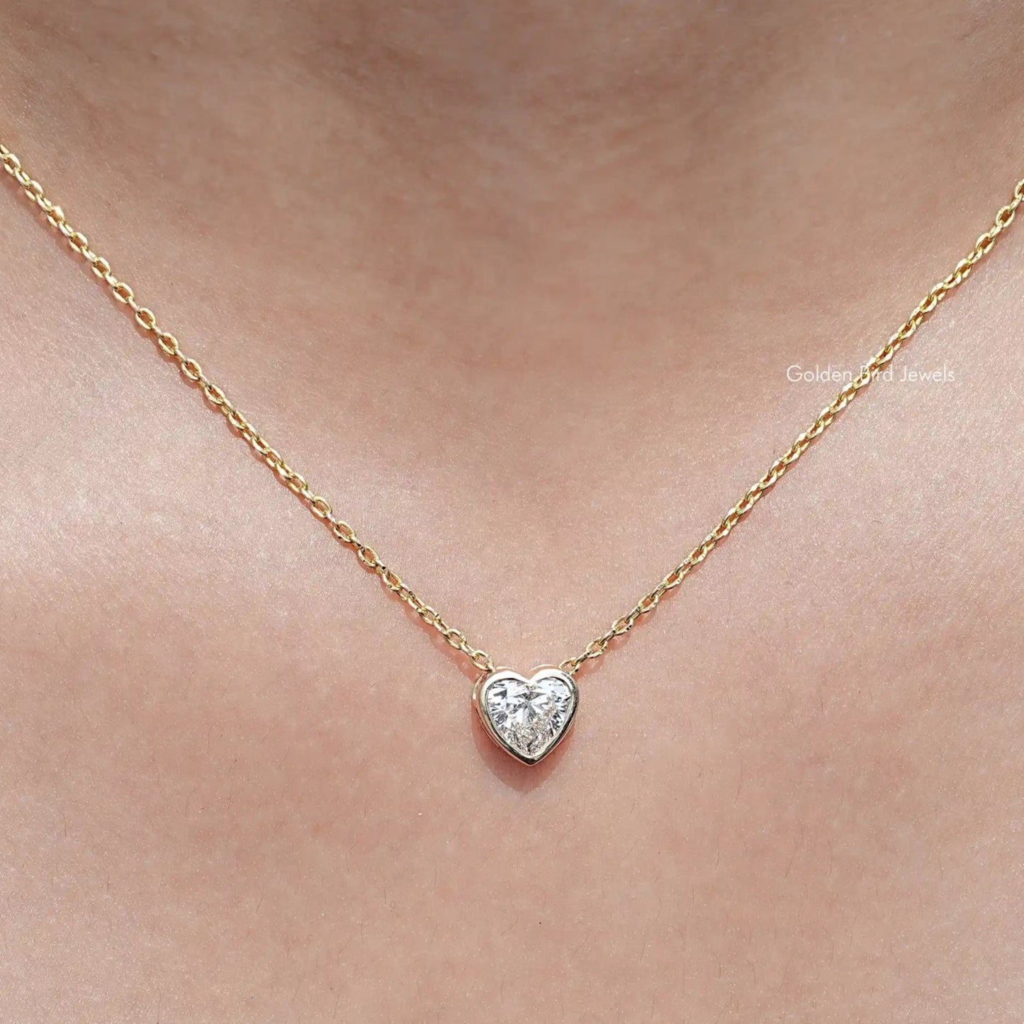 Front View of Heart Shaped Lab Diamond Solitaire Pendant

