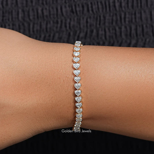front View of Heart Shaped Lab Diamond Bracelet

