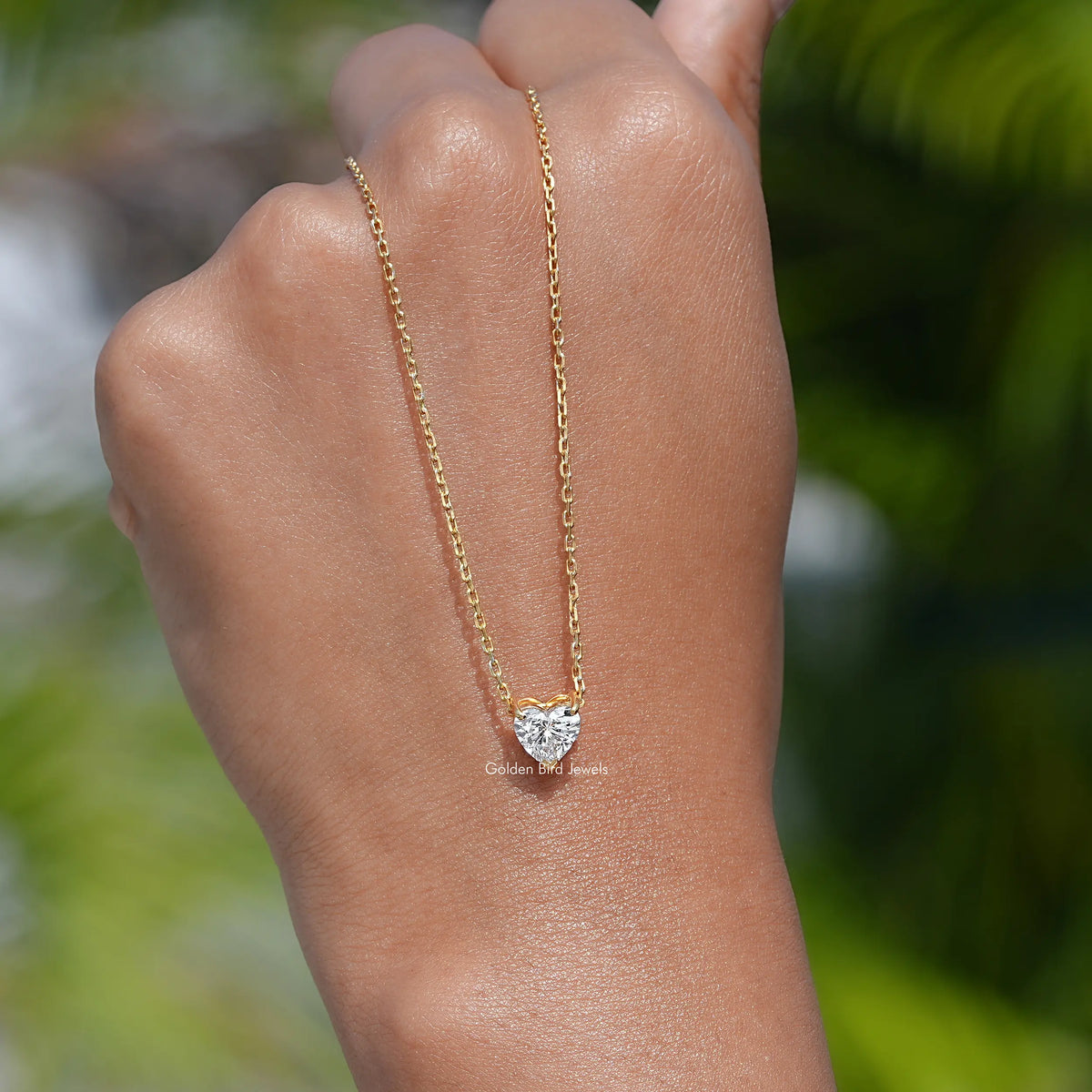 In front view of diamond heart Shape pendant