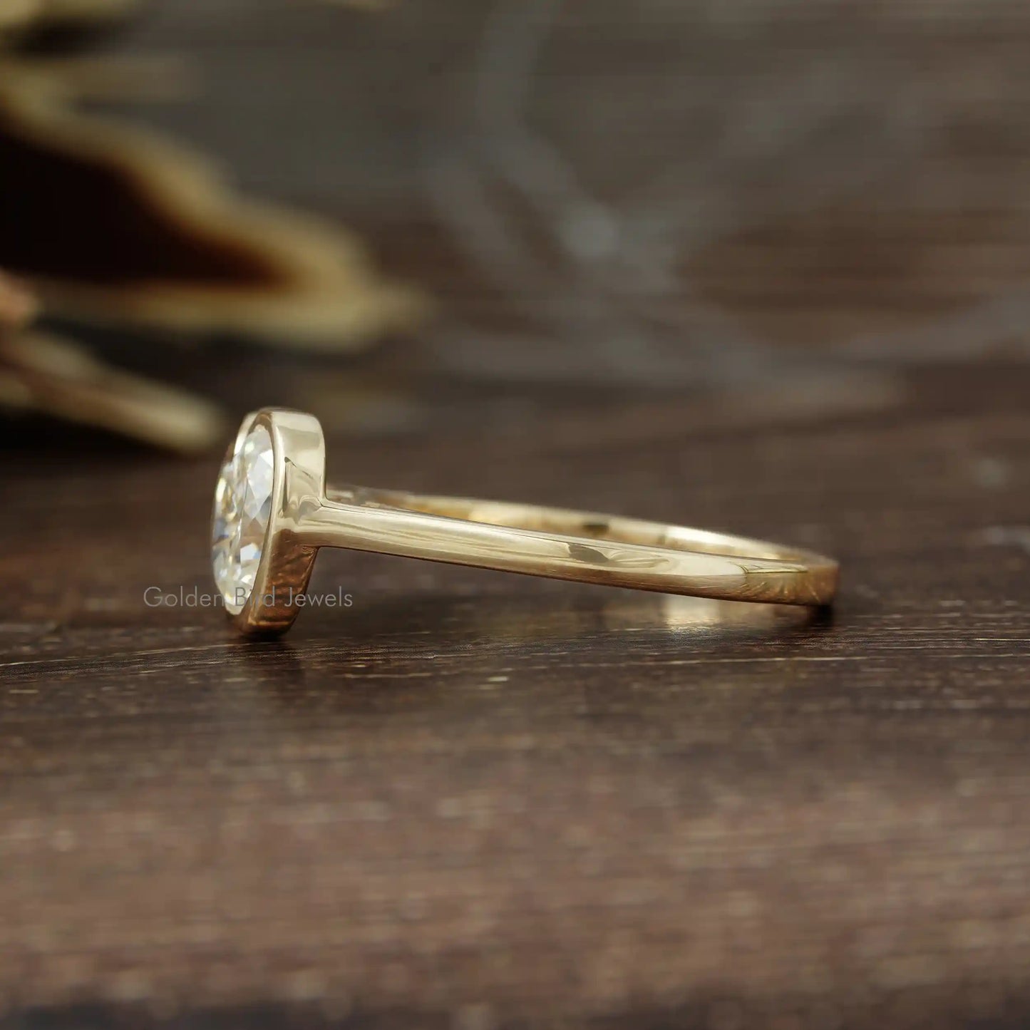 Side View of Heart And Oval Cut Wedding Ring