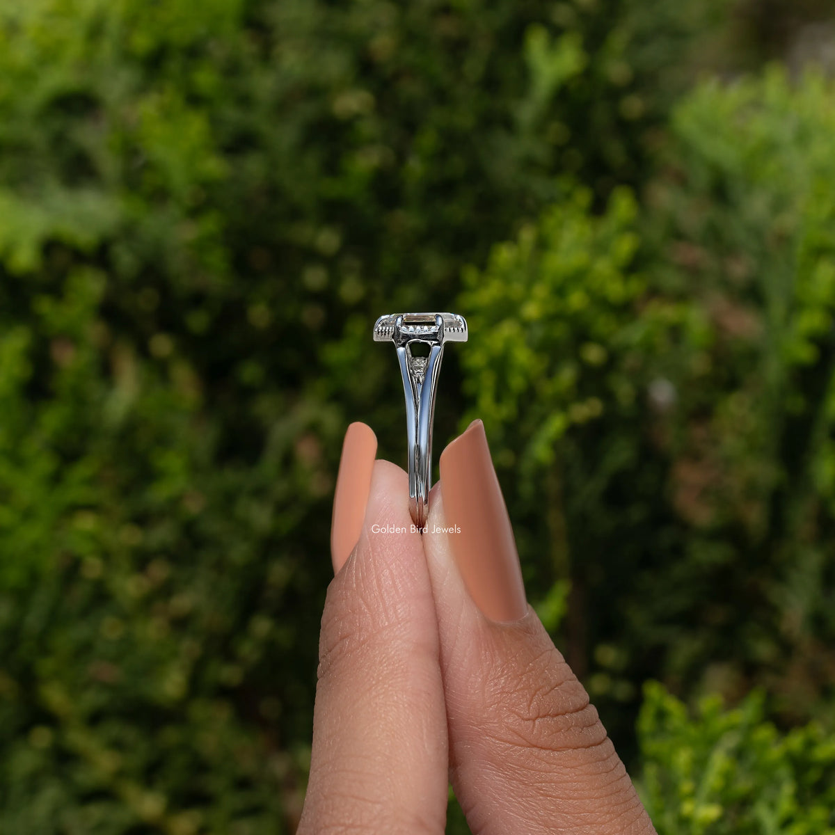 Portrait Cut Hexagon Moissanite Engagement Ring