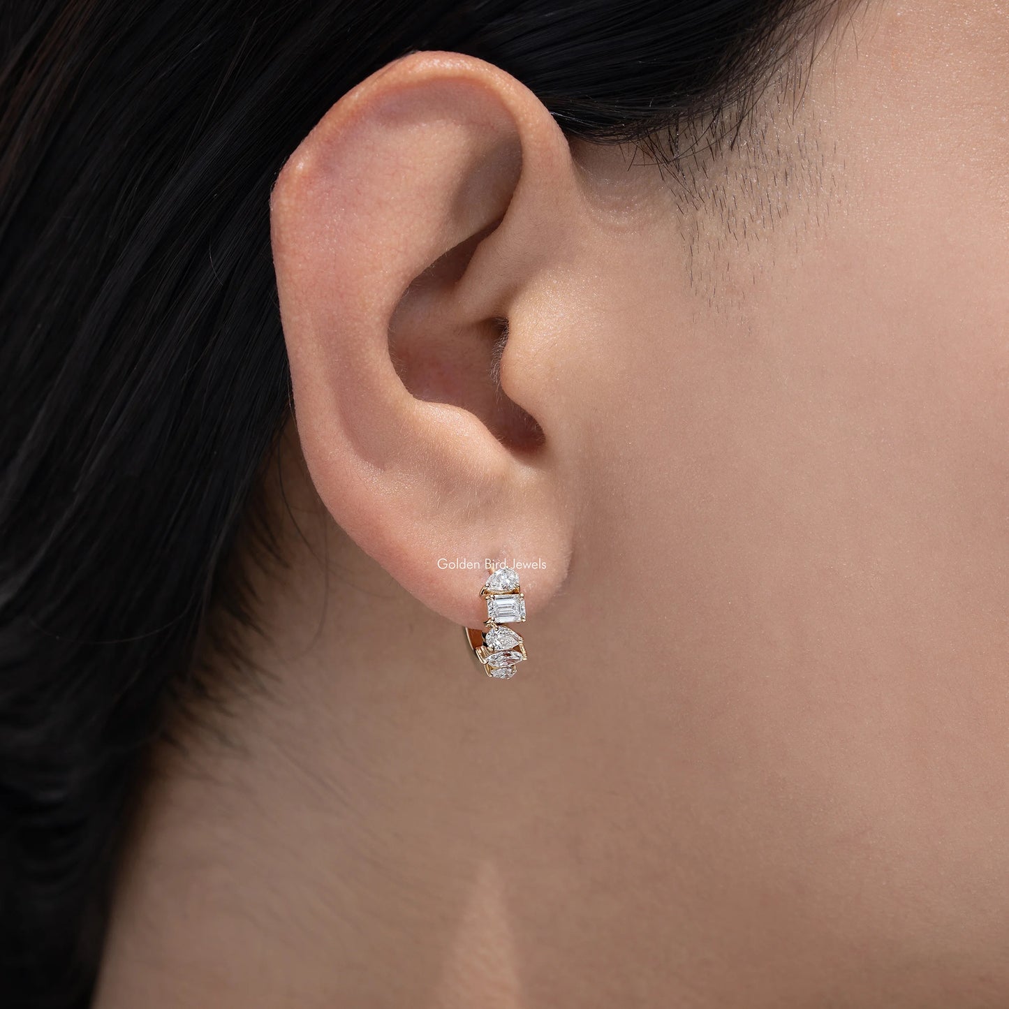 Multi Shaped Lab Diamond Huggie Hoop Earrings