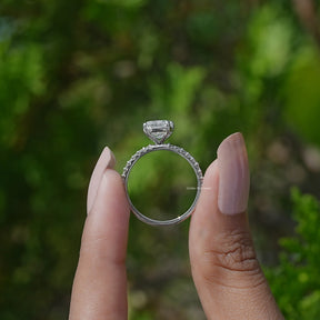Back view of Cushion Cut Lab Diamond Ring in secure setting 