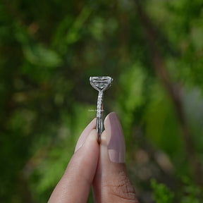 Side View of Elongated Cushion Cut Lab Diamond Ring