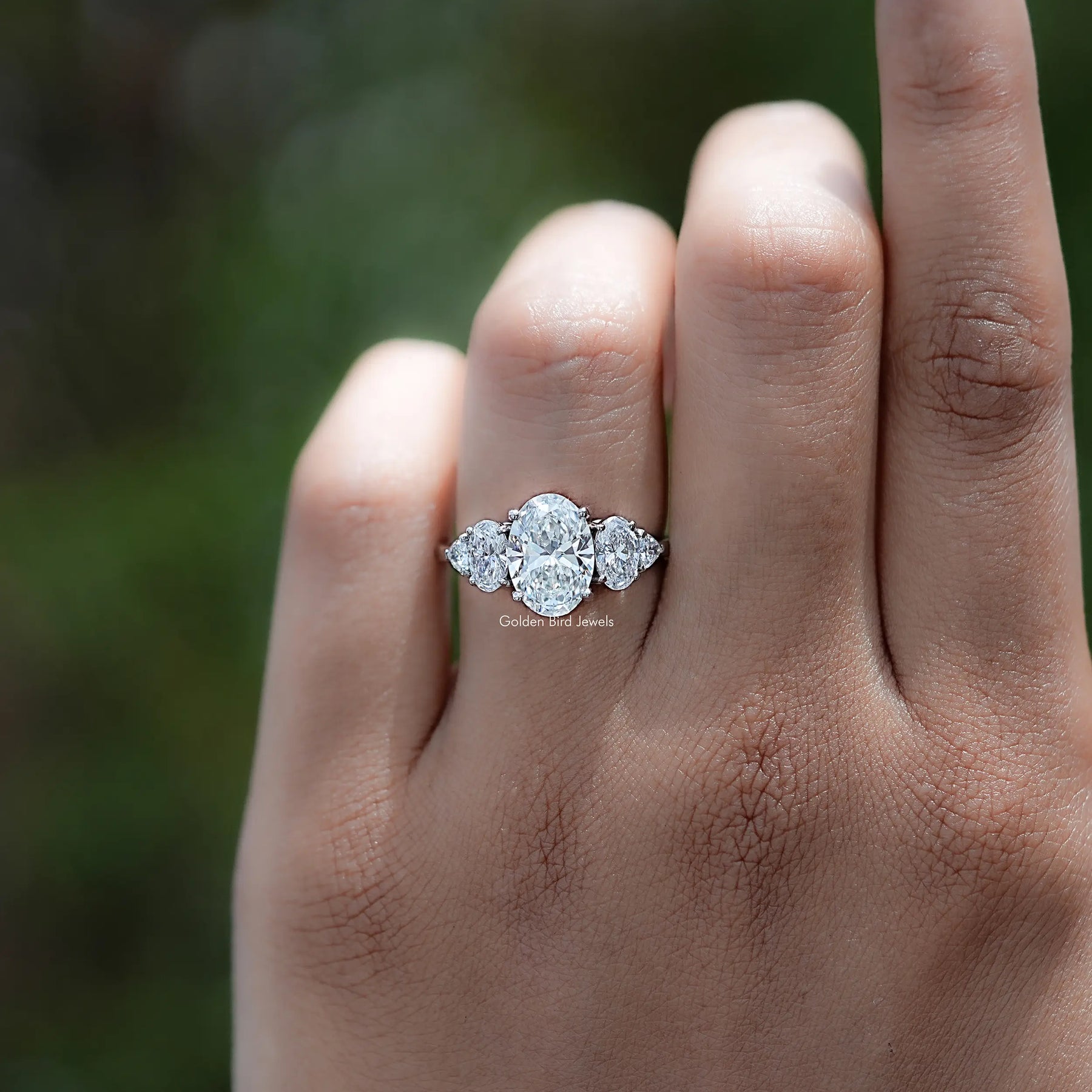 Oval And Trillion Lab Diamond Five Stone Ring