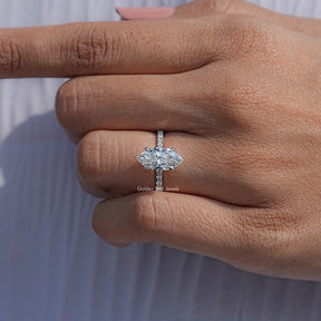 Marquise Cut Lab Diamond Accent Ring