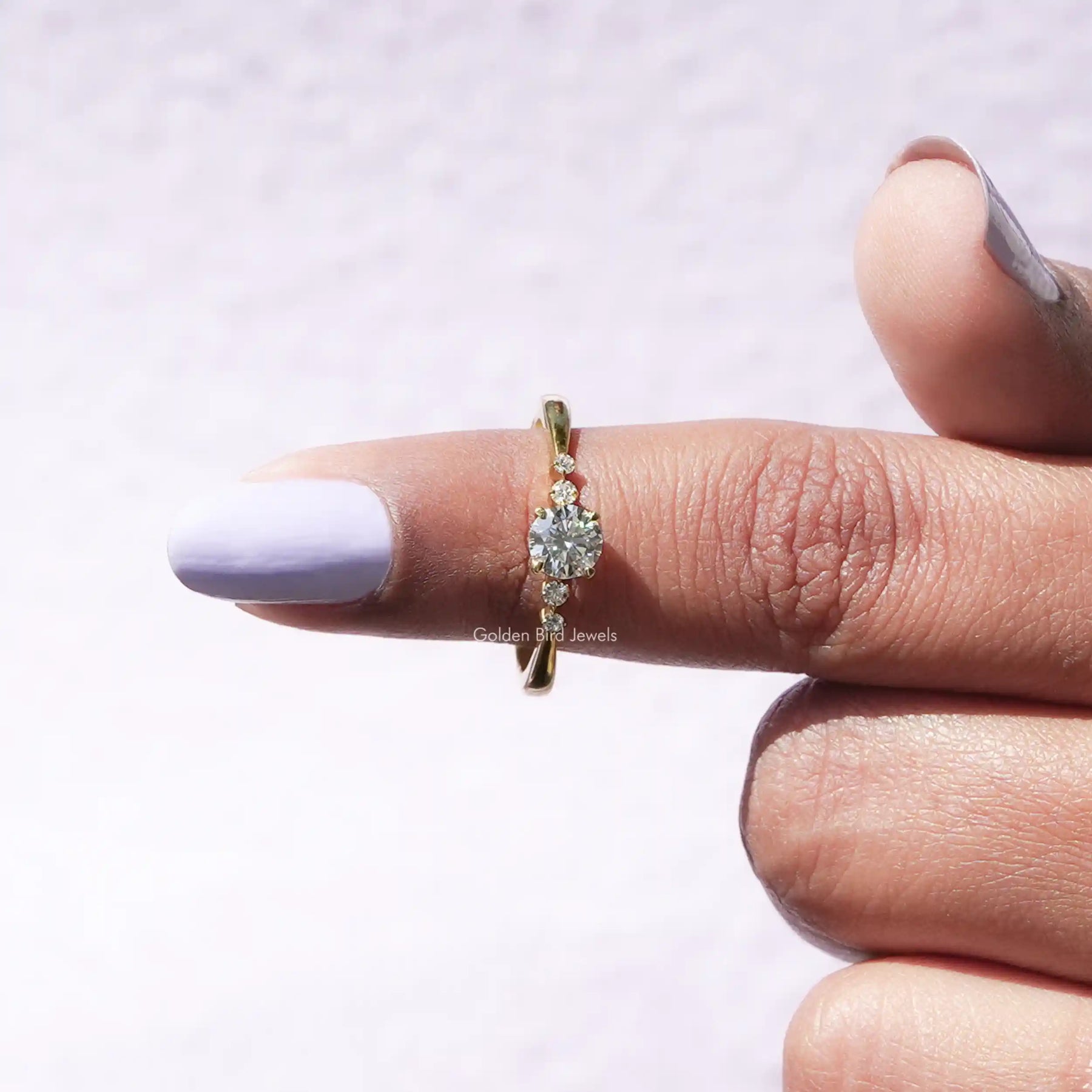 View of Round Cut Lab Diamond Round Cut Ring in prongs setting 
