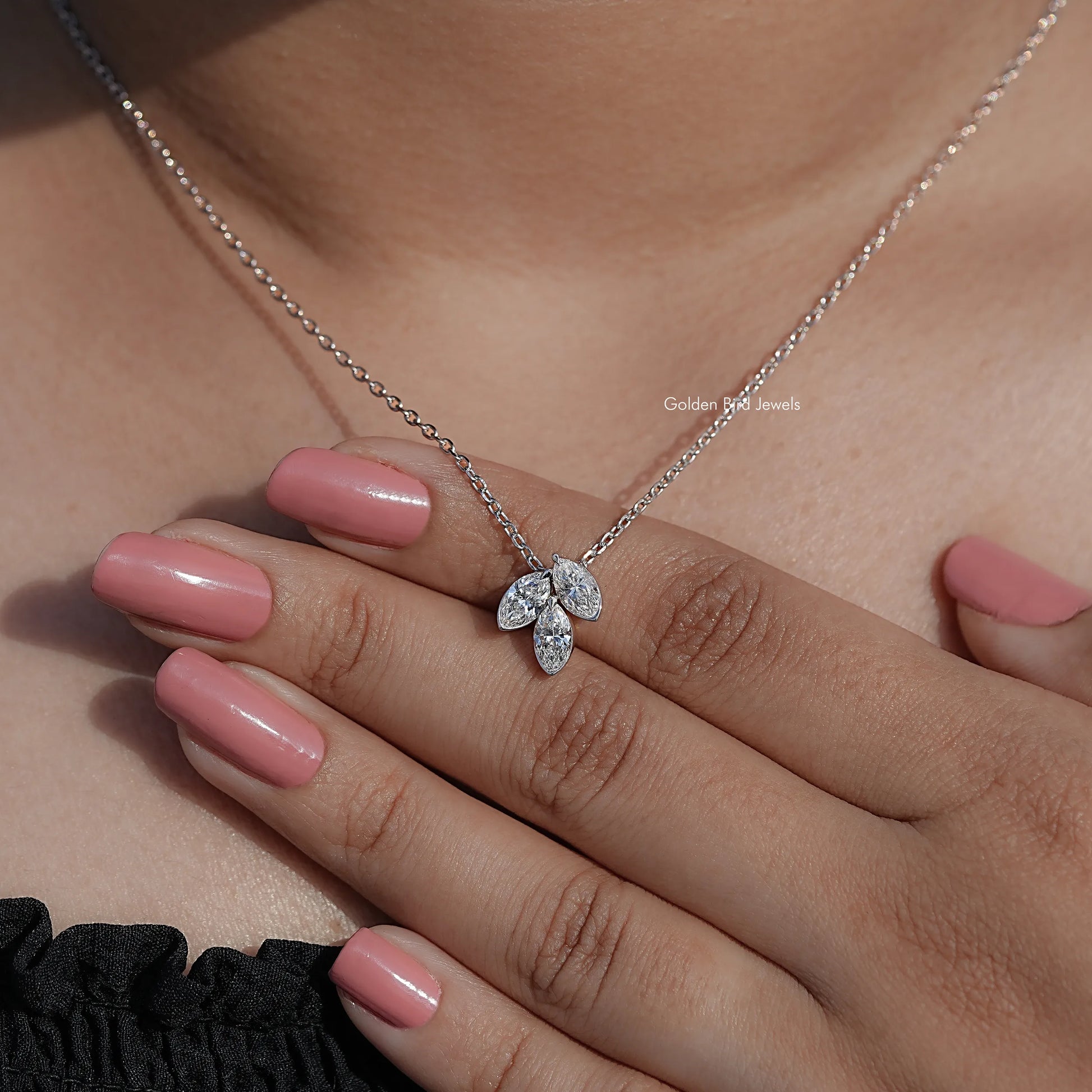 detaild view of Marquise Cut Lab Diamond Pendant