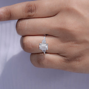 Emerald And Tapered Baguette Lab Diamond Ring